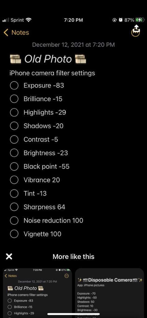 Vintage Camera Settings Iphone, Disposable Camera Effect Iphone, Vsco Filter Iphone Camera, Iphone Disposable Camera Filter, How To Edit Photos To Look Like Film Iphone, Iphone Photo Edit Settings Halloween, Moody Filter Iphone, Old Camera Aesthetic Filter, Disposable Camera Editing Iphone