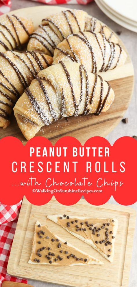 Crescent Roll Recipes Chocolate, Peanut Butter Rolls Recipe 3 Ingredients, Peanut Butter Twists, Peanut Butter Puff Pastry, Chocolate Chip Crescent Rolls, Dessert Roll Ups, Peanut Butter Rolls Recipe, Croissant Roll Recipes, Peanut Butter Roll Ups