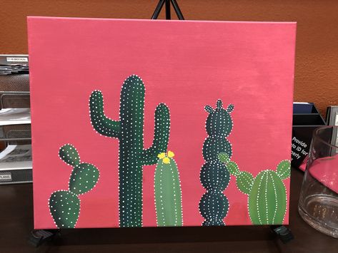 Crafts With Markers, Aesthetic Cactus, Cactus Crafts, Cactus Pictures, Cactus Craft, Cactus Painting, Canvas Painting Designs, Painting Designs, Paint Designs