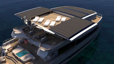 Beam Bridge, Double Bunk, Guest Cabin, Solar Roof, Solar Electric, Hotel Services, Yacht Life, Private Office, Motor Yacht