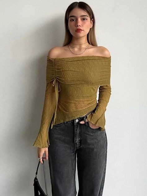 Elegant Streetwear, Fishnet Top, Off The Shoulder Long Sleeve, Collars For Women, Wholesale Clothing, Long Sleeve Knit, Long Sleeve Sweater, Mesh Top, Crop Tops Women