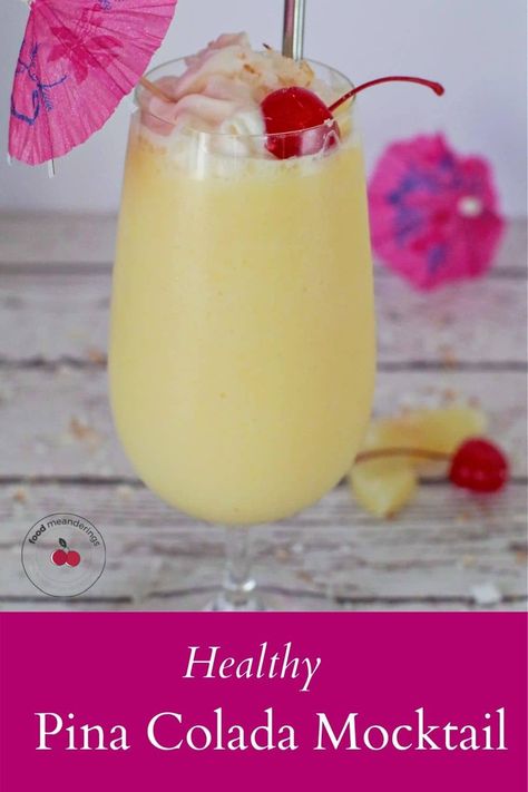 This Healthy Pina Colada recipe is a low calorie, low sugar, easy and healthy frozen summer drink. Although it's a non alcoholic mocktail, it can also be spiked! It's Weight Watchers friendly @ 6 WW points on the blue plan (for a 12 oz drink!) Healthy Pina Colada Recipe, Non Alcoholic Mocktail, Healthy Pina Colada, Low Calorie Alcoholic Drinks, Raspberry Popsicles, Pina Colada Mocktail, Virgin Pina Colada, Pina Colada Recipe, Frozen Summer