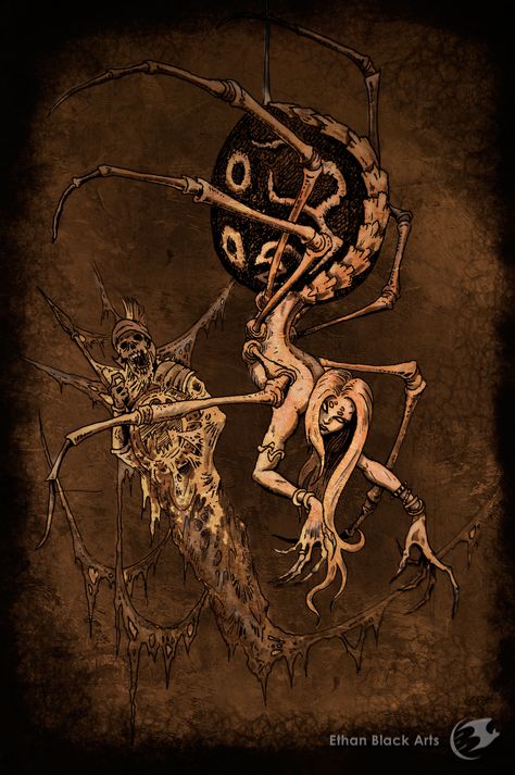 Drider Spider, Arachne Art, Arachne Tattoo, Dnd Arachne, Arachne Greek Mythology Tattoo, Arachne Greek Mythology, Greek Myth Monsters, Arachne Greek Mythology Art, Spider Body Horror