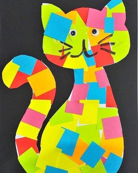 Cat Crafts Preschool, Preschool Creative Art, Storytime Crafts, Kindergarten Art Projects, Hand Crafts For Kids, Preschool Art Activities, Animal Crafts For Kids, Aktivitas Montessori, Daycare Crafts