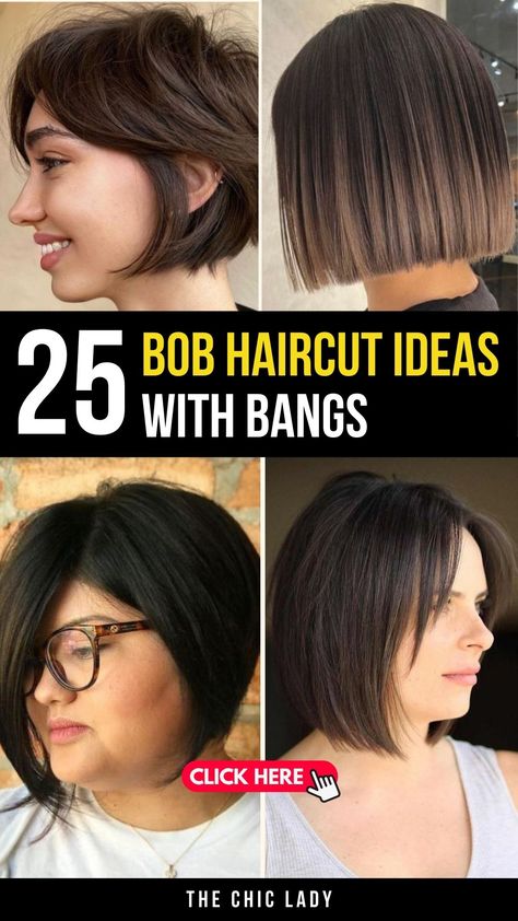 25 Chic Chopped Bob with Bangs Styles for an Edgy Look Bangs On Bob Hair, Piecy Bob With Bangs, Center Part Bob With Bangs, Bobbed Hair With Bangs, Wispy Bob Haircut, Bob Hairstyle With Bangs Women, Bob With Bangs Fine Hair, Chopped Bob Haircut, Inverted Bob With Bangs