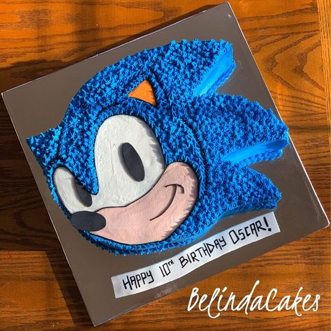 Sonic Cakes For Boys Easy, Diy Sonic Cake Easy, Easy Sonic Cake, Diy Sonic Cake, Sonic The Hedgehog Birthday Party Cake, Sonic Cakes For Boys, Aesthetic Sonic, Sonic Cakes, Sonic Birthday Cake