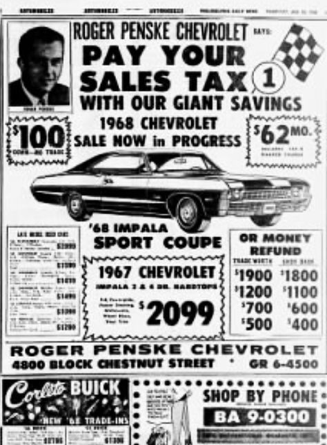 Muscle Car Ads, Chevy Dealerships, Used Car Lots, Chevrolet Dealership, Car Dealerships, Automobile Advertising, Car Lot, Classic Vehicles, Retro Advertising