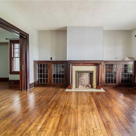 Update for tge living room 1930s Built Ins, Modern Craftsman Interior Living Room Furnite, 1916 Craftsman Home, 1920s Craftsman With Solid Wood Paneling, 1910’s Fireplace, Arts And Crafts Aesthetic, Butler’s Pantry, Built Ins, Dream House