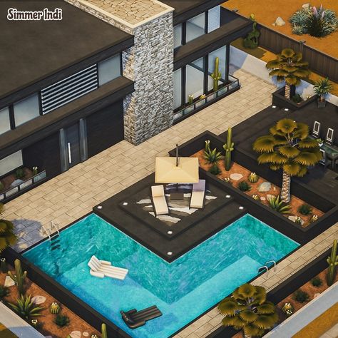 Sims Pool Ideas, Sims 4 Patio Ideas, Del Sol Valley Sims 4 House, Sims 4 Celebrity Mansion, Case The Sims 4, Sims Modern House, Sims 4 Home Ideas, Sims 4 Pool Ideas, Sims Pool