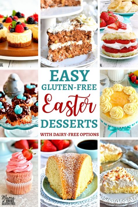 A collection of easy gluten-free dessert recipes perfect for your Easter celebrations! These gluten-free dessert recipes also have a dairy-free option. #glutenfreerecipes #glutenfreedairyfree #dairyfree Traditional Easter Desserts, Gluten Free Easter, Easy Easter Desserts, Gluten Free Holiday, Easy Gluten Free Desserts, Easter Desserts, Easter Desserts Recipes, Spring Desserts, Easter Baking