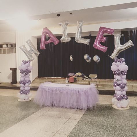 Foil or mylar Name balloon arch Name Balloon Arch, Balloon Arch With Letters, Desert Birthday, Jubilee Ideas, Table Arch, Minecraft Decor, Event Backdrops, Balloons Number, Name Balloons