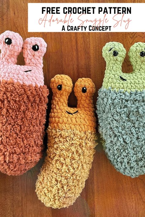 Crochet Slug, Quick Crochet Patterns, Crochet Animals Free Patterns, Simple Crochet, Textured Yarn, Crochet Amigurumi Free Patterns, Beginner Crochet Projects, Crochet Amigurumi Free, Quick Crochet