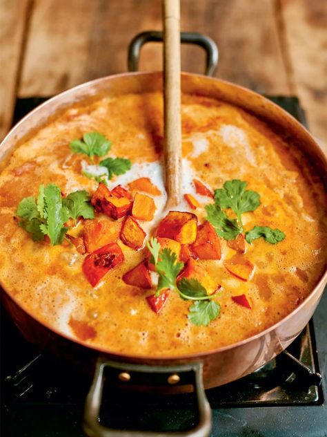 Fragrant squash curry | Jamie Oliver recipes Squash Curry Recipe, Jamie Oliver Curry Recipes, Jamie Oliver One Pot Recipes, Jamie Oliver Roasted Vegetables, Jamie Oliver Minestrone, Jamie Oliver Comfort Food, Jamie Oliver Sweet Potato Curry, Jamie Oliver Fish Curry, Curry Recipes Vegetarian