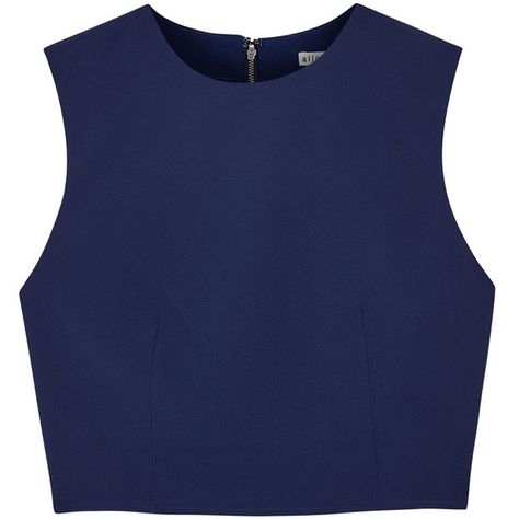 Alice + Olivia Kylnn Dark Blue Cropped Crepe Top ($89) ❤ liked on Polyvore featuring tops, crop tops, shirts, crop, blue top, cut-out crop tops, crepe shirt, crepe top and dark blue shirt Dark Blue Crop Top Outfits, Dark Blue Crop Top, Crop Tops Shirts, Dark Blue Shirt, Blue Crop Top, Womens Tops Dressy, Crepe Top, Womens Sleeveless Tops, Blue Crop Tops