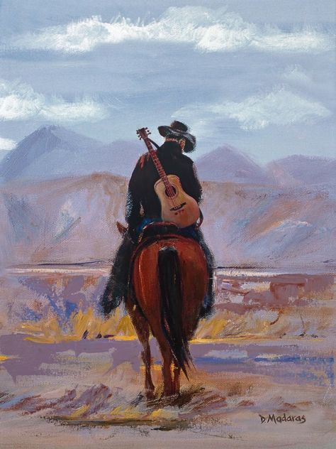 Cowboy Guitar, Horse Cowboy, Bull Painting, Guitar Drawing, Western Artwork, Cowboy Aesthetic, Western Paintings, Phone Art, Cowboy Art