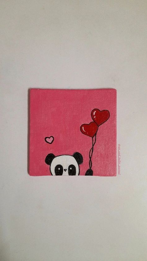 #🐼 #💕 #💓 #💗 #💖 #canvaspainting #canvasart #easypainting #panda #pinkasthetic Panda Canvas Art, Painting Ideas Birthday Gift, Bsf Drawing Easy, Panda Mini Canvas Painting, Easy Painting For Friends, Painting Ideas To Give To Best Friend, Panda Easy Painting, Mini Canvas Art For Mom, Cute Canvas Paintings Easy For Best Friend