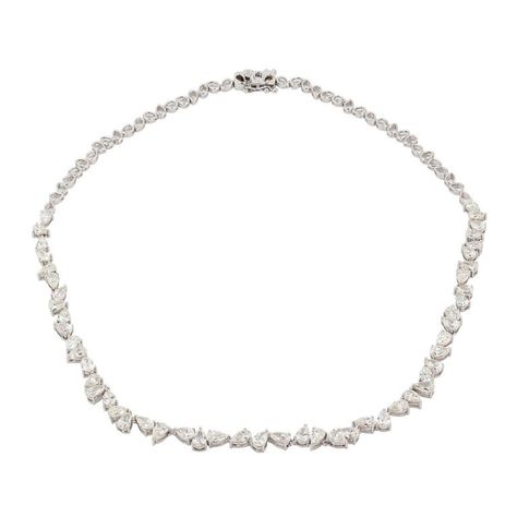 - 13.91 Pear Diamond Necklace - Modern "crooked" Style - 16' in length but can be adjusted upon request - Set in 18k white gold Pear Diamond Necklace, Diamond Tennis Necklace, White Gold Necklaces, Modern Necklaces, Tennis Necklace, Pear Diamond, Modern Jewelry, Diamond Necklace, Pear