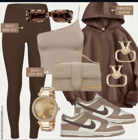 Nike Dunk Low Outfit, Nike Dunks Outfit, Taupe Outfit, Dunks Outfit, Aesthetic Color, Winter Fashion Outfits Casual, Vanilla Girl, Athleisure Fashion, Cute Comfy Outfits