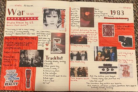 U2 Album War inspired Jounal Entry. #war #u2 #sundaybloodysunday #rock #rocknroll #art #journaling #journal #diy #80s #album #hit Punk Journal, 80s Punk, Music Journal, Journal Diy, Memory Journal, Post Punk, Studio Album, Rock Style, Art Journaling