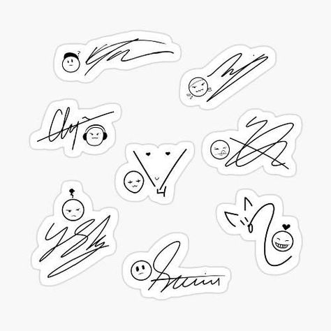 Changbin Signature, Jeongin Signature, Han Jisung Signature, Stay Tattoos Skz, Skz Lineart, Stray Kids Signature, Han Jisung Tattoo, Stray Kids Bookmark, Stray Kids Inspired Tattoos