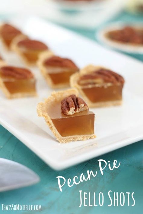 pecan pie jello shots pin Mojito Jello Shots, Hello Shots, Christmas Jello Shots, Best Jello Shots, Pudding Shots, Jello Shot Recipes, Jello Shot, Autumn Holiday, Shots Alcohol