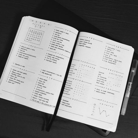 Minimalist Bullet Journal, Bullet Journal Weekly Layout, Bullet Journal Minimalist, Bullet Journal Page, Bullet Journal 2019, Bullet Journal Notes, Weekly Layout, Bullet Journal Weekly Spread, Bullet Journal Ideas