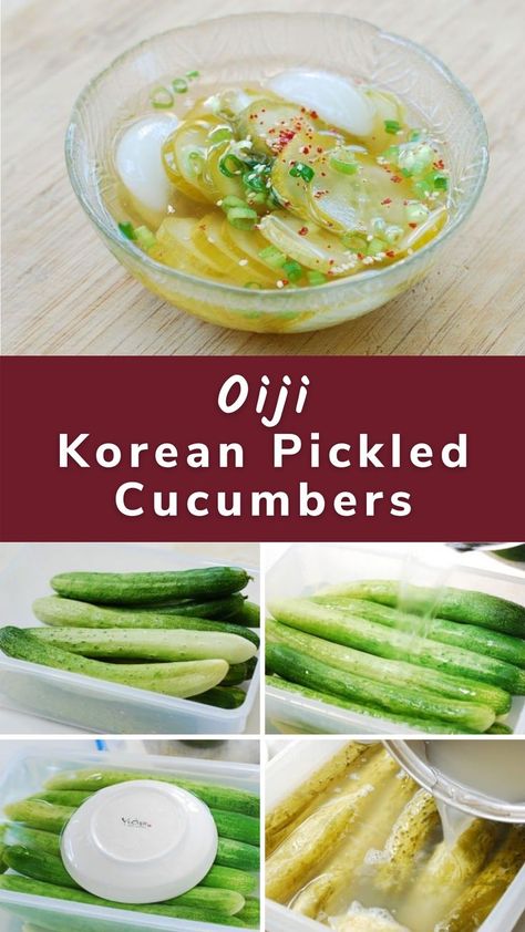 Korean Pickled Cucumber Recipe, Korean Cucumbers, Korean Pickled Cucumber, Preserve Cucumbers, Korean Bapsang, Cucumber Pickles, Korean Cucumber, Asian Noodle Dishes, Wok Recipes