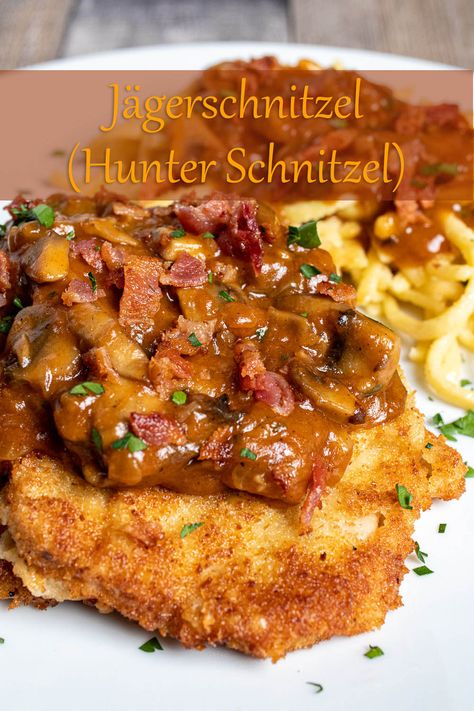 Jagerschnitzel Recipe, Breaded Pork Cutlets, Foreign Recipes, Easy German Recipes, German Food Authentic, Schnitzel Recipes, Pork Entrees, Austrian Recipes, American Recipes