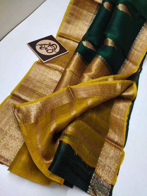 Buy Bottle Green Banarasi Kora Organza Soft Silk Saree With Blouse online on Etsy India. Shop for handmade, vintage and unique Sarees items from GreatindianAttire online on Etsy Kora Organza Sarees, Blouse Indian Saree, Saree Blouses Online, Kora Silk Sarees, Simple Saree Designs, Blouse Indian, Indian Sari Dress, Silk Sarees With Price, Traditional Silk Saree