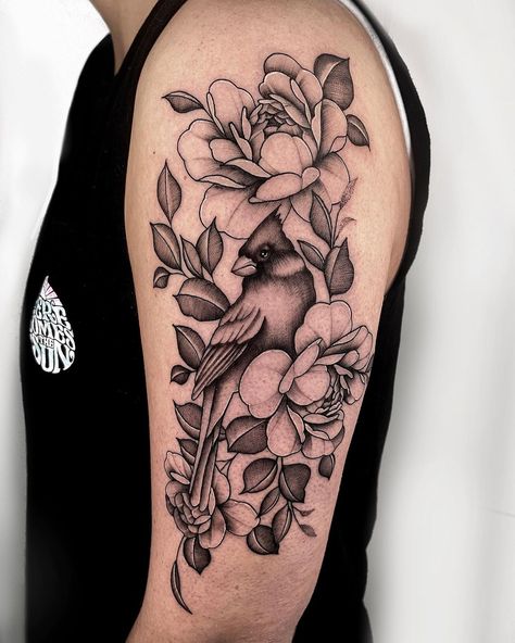 Sydney Bouillon | Cardinal and peonies | thank you so much @riali.labrash Booking November & December Email only: sqxxid@gmail.com #peoniestattoo… | Instagram Cardinal Half Sleeve Tattoo, Cardnial Tattoo, Illustrative Tattoos, Cardinal Tattoo, Cardinal Tattoos, Small Pretty Tattoos, Peonies Tattoo, In Memory Of Dad, Half Sleeve Tattoo