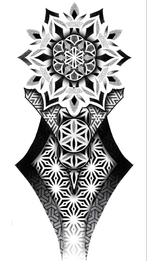 Sacred Geometry Mandala Tattoo, Geometric Throat Tattoo, 108 Tattoo, Geometric Tattoo Stencil, Geometric Tattoo Leg, Black And White Flower Tattoo, Geometric Tattoo Sleeve Designs, Geometric Tattoo Pattern, Knee Tattoos