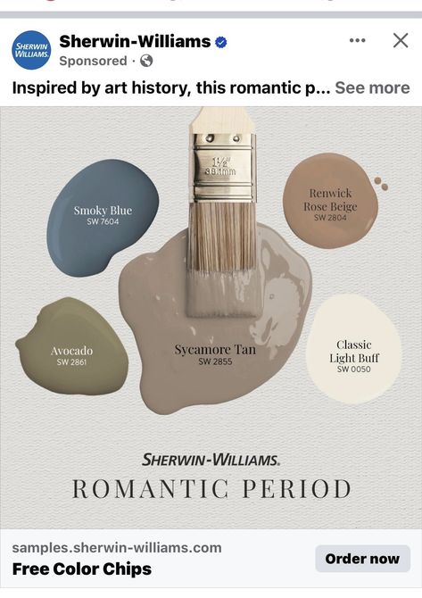 Sherman Williams, Romantic Period, Color Chip, Sherwin Williams, Free Coloring, Feng Shui, Art History, Paint Colors, Period