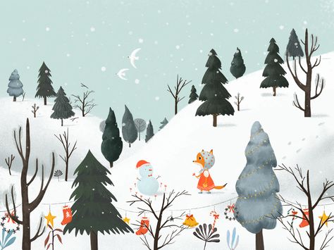 All I want for Christmas is you on Behance Grandmas Christmas, Card Background, Winter Illustration, Family Illustration, Christmas Drawing, Amazing Art Painting, Christmas Illustration, Happy Family, Free Vector Art