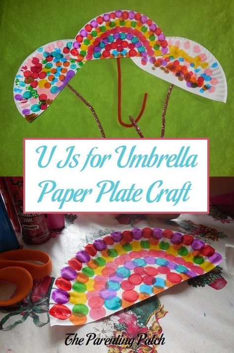 U is for umbrella Make a fun umbrella craft to help your preschooler learn about the letter Uu using paper plates, dot markers, and pipe cleaners. Materials White paper plates Dot markers Pipe cleaners Scissors Glue or tape Instructions Cut the paper plate in half. Decorate the paper plate half with dot markers. Fold the U Is For Umbrella, Letter U Crafts, Christmas Craft Ideas For Kids, Umbrella Paper, Easy Christmas Crafts For Kids, U Craft, Umbrella Craft, Easy Preschool Crafts, Abc Crafts