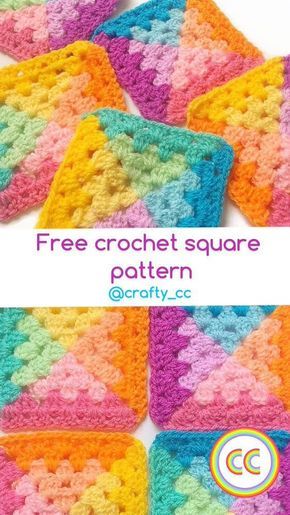 Free pattern #grannysquares #crochet #häkeln #yarn #pixel Free Crochet Square Patterns, Crochet Borders For Blankets, Modern Granny Square, Free Crochet Square, Crocheted Squares, Motifs Granny Square, Granny Square Crochet Patterns Free, Crochet For Beginners Blanket, Crochet Jewelry Patterns