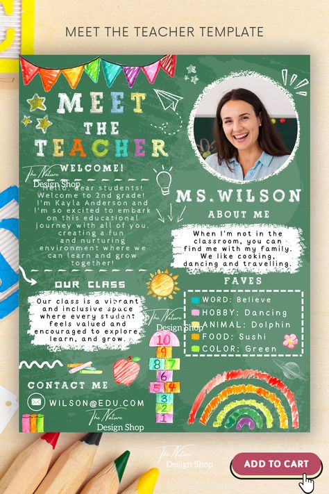 Whether you are a kindergarten,  a preschool or elementary school teacher, this teacher letter template will help you welcome the kids at school. 
Introduce yourself in a cute and friendly way with our 'Meet the Teacher' editable template! 

This colorful 'Meet Your Teacher' template with rainbow can be fully customized easily and quickly with Canva. 

Click to shop the template or browse our store for more back to school templates, favors and ideas. Meet The Teacher Kindergarten, Kindergarten Welcome Letter, Kindergarten Meet The Teacher, Back To School Templates, Meet Your Teacher, Teacher Letter, Welcome To Kindergarten, Kindergarten Letters, School Template