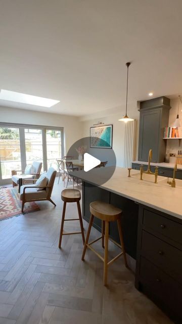 The Shaker Workshop | We love this London project completed last year! An amazing example of how to maximise storage, whilst keeping the space open and bright.... | Instagram Stone Shelf, Maximise Storage, Modern Country Kitchens, Lottery Win, Skylight Kitchen, Modern Country Style, L Shaped Kitchen, U Shaped Kitchen, Antique Show