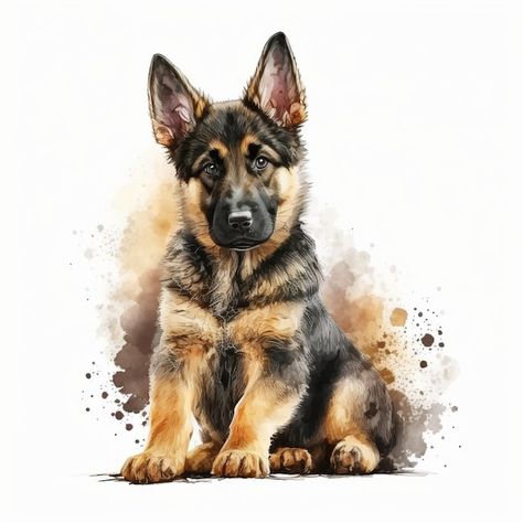 Acuarela pastor alemán perro cachorro du... | Premium Photo #Freepik #photo #perro-acuarela #pastor-aleman #ilustracion-perro #perro Dog Caricature, German Shepherd Art, Puppy Drawing, Puppy Art, Creative Illustration, German Shepherd Dog, Dog Drawing, German Shepherd Puppies, German Shepherd Dogs