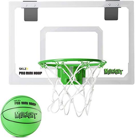 SKLZ Pro Mini Basketball Hoop with Ball, Glow in the Dark (18 x 12 inches) : Sports & Outdoors $34.99 Teen Hangout, Indoor Basketball Hoop, Basketball Shorts Girls, Basketball Backboard, Mini Basketball Hoop, Basketball Systems, Ball Pump, Basketball Practice, Indoor Basketball