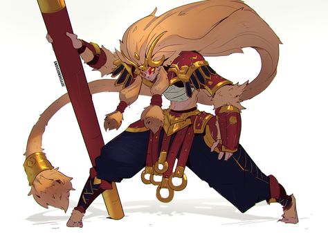 Sun WuKong Redesign, Jeff Chen on ArtStation at https://www.artstation.com/artwork/bKVv3m Sun Wukong Pfp, Wukong Pfp, Pfp Fanart, The Monkey King, Sun Wukong, 캐릭터 드로잉, Monkey King, Monster Design, Creature Concept Art