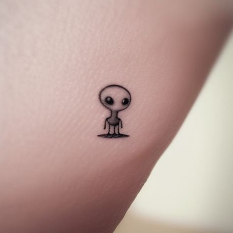 stick and poke ALIEN SMALL tattoo 9 Silly Small Tattoo Ideas, Alien Small Tattoo, Small Space Tattoos, Cute Alien Tattoo, Small Space Tattoo, Small Alien Tattoo, Alien Tattoo Design, Serious Tattoos, Alien Tattoo Ideas