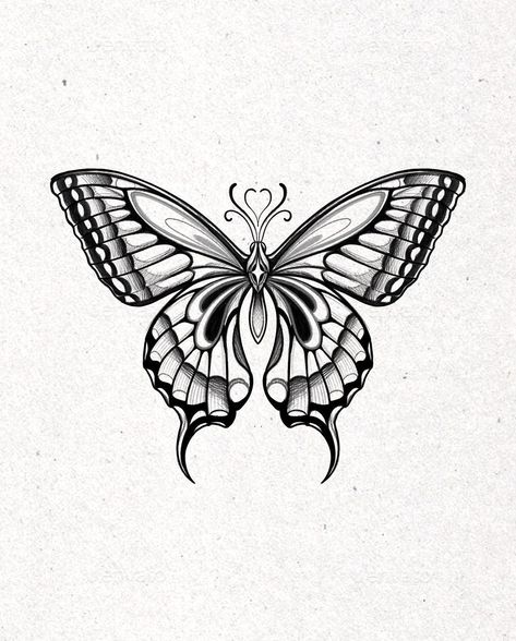 Blackwork Butterfly Tattoo, Mariposas Tattoo, New Tattoo Styles, Tattoo Stencil Designs, Butterfly Neck Tattoo, Borboleta Tattoo, Butterfly With Flowers Tattoo, Nape Tattoo, Butterfly Tattoo Stencil