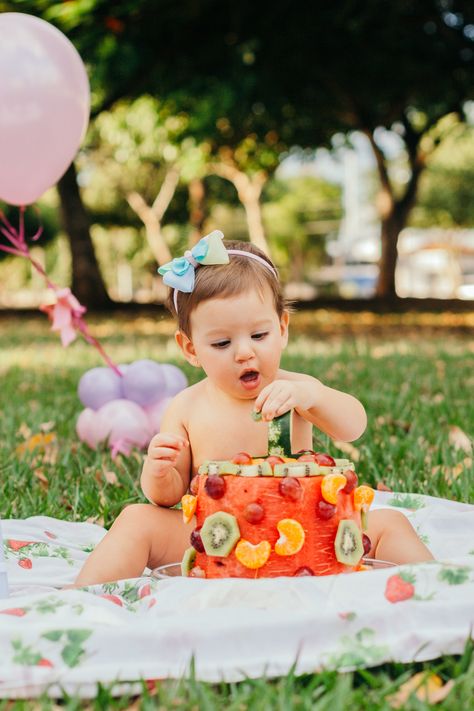 Smash The Fruit, Fruit Birthday, Fruit Party, 1st Birthday Photos, Baby Photoshoot, Fruit Cake, Birthday Photos, Cake Smash, Baby Pictures