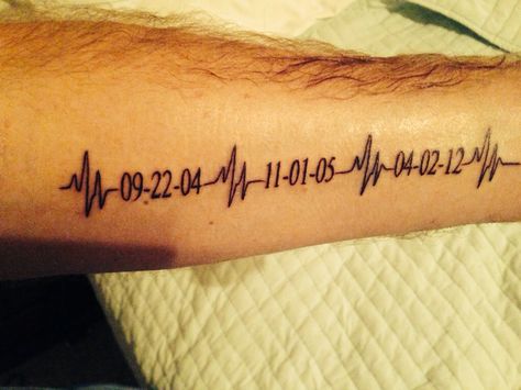 Life Line Tattoo, Ekg Tattoo, Kid Name Tattoo, Heartbeat Tattoo, Blue Homecoming Nails, Homecoming Nails Almond, Tattoos With Kids Names, Full Sleeve Tattoo Design, Muster Tattoos