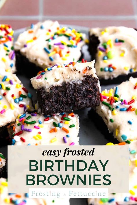 Brownies With Sprinkles, Sprinkle Brownies, Fluffy Vanilla Buttercream, Health Dessert Recipes, Vanilla Brownies, Birthday Cake Brownies, Birthday Brownies, Homemade Brownies Easy, Best Brownie Recipe