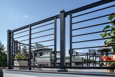 Horizontal Deck Railing, Deck Railing Kits, Deck Stair Railing, Metal Deck Railing, Deck Railing Systems, Aluminum Railing Deck, Aluminum Balusters, Metal Deck, Stair Rail