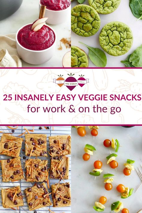 A collage of healthy cold veggie snacks for work on the go. Veggie Toddler Snacks, Veggie Snacks For Toddlers, Easy Vegetable Snacks, Vegetable Chips Baked, Healthy Veggie Snacks, Cold Snack, Bean Snacks, How To Cook Kale, Kids Vegetables