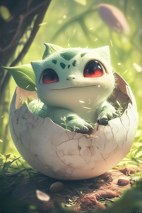 #pokemon Pokemon Digital Art, 5d Art, Cute Pokemon Art, Pokemon Realistic, Her Tattoo, Baby Pokemon, One Tattoo, Pokemon Bulbasaur, Pokemon Sketch