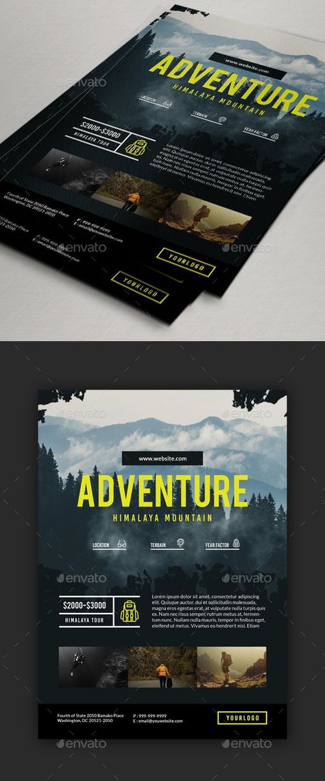 Event Outdoor Design, Outdoor Flyer Design, Hiking Flyer Design, Camp Flyer Design, Outdoor Graphic Design, Adventure Graphic Design, Travel Graphics, Travel Brochure Design, Hiking Design