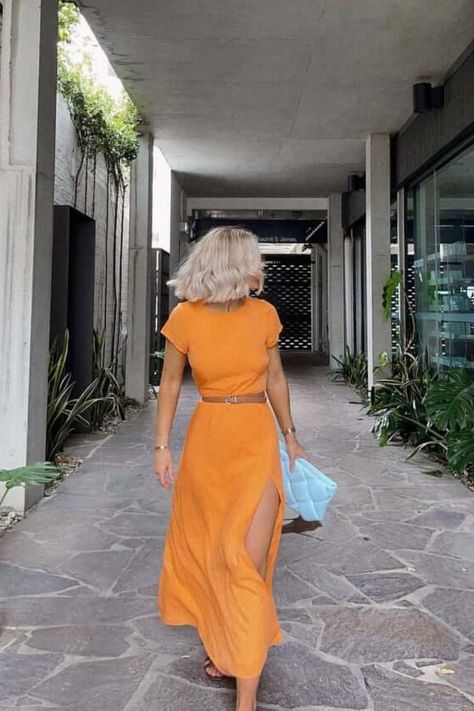 Orange Dress Outfit Summer Casual Style | Summer Dresses Sundresses Beach Simple | Photo Credit: @laurajadestone Laura Jade Stone Dress, Laura Jade Stone Outfits Summer, Orange Dress Outfit Summer, Orange Dress Outfit, Orange Dress Outfits, Summer Casual Style, Dress Outfit Summer, Laura Jade Stone, Outfit Summer Casual